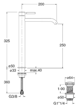 PIX CRIPX222 - High countertop single handle washbasin mixer by CRISTINA Rubinetterie - view 3